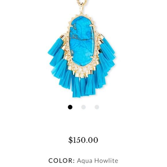 Kendra Scott Betsy Long Pendant Necklace Aqua Howlite Blue Tassels Statement NWT - Picture 3 of 7